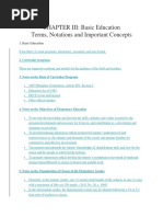 CHAPTER III: Basic Education Terms, Notations and Important Concepts