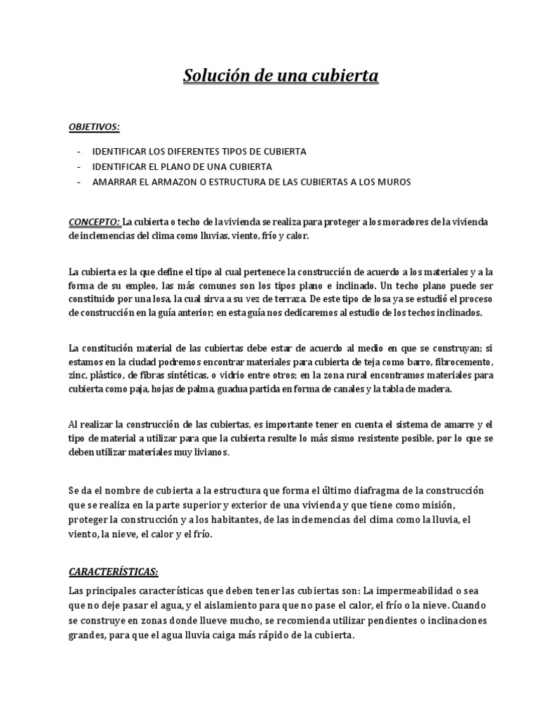 Solución de Una Cubierta | Techo | Ingeniería de Edificación