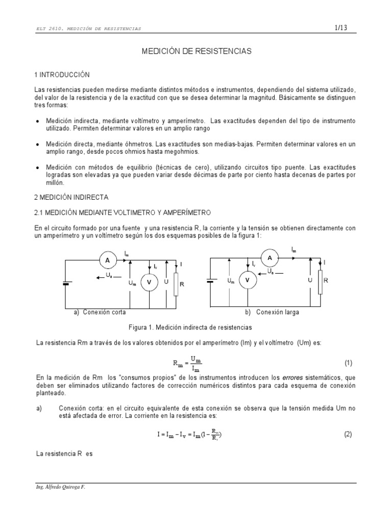 4 Medición de Resistencias | PDF | Resistencia Eléctrica y Conductancia ...