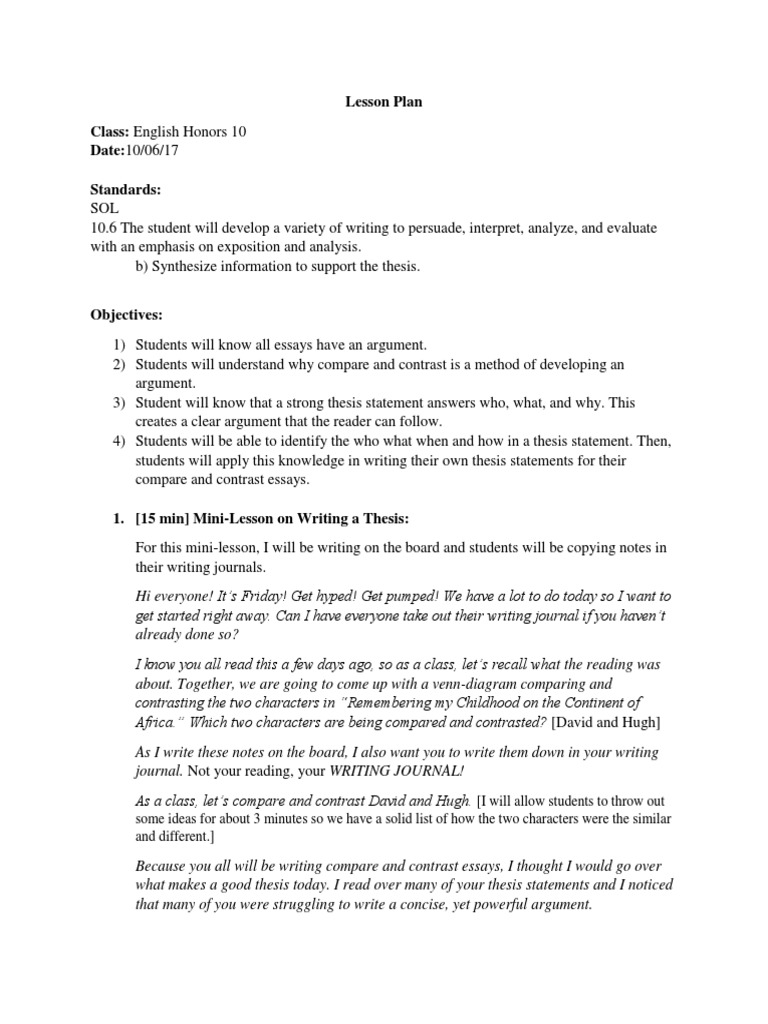 Lesson Plan 25-25  Audience  Essays