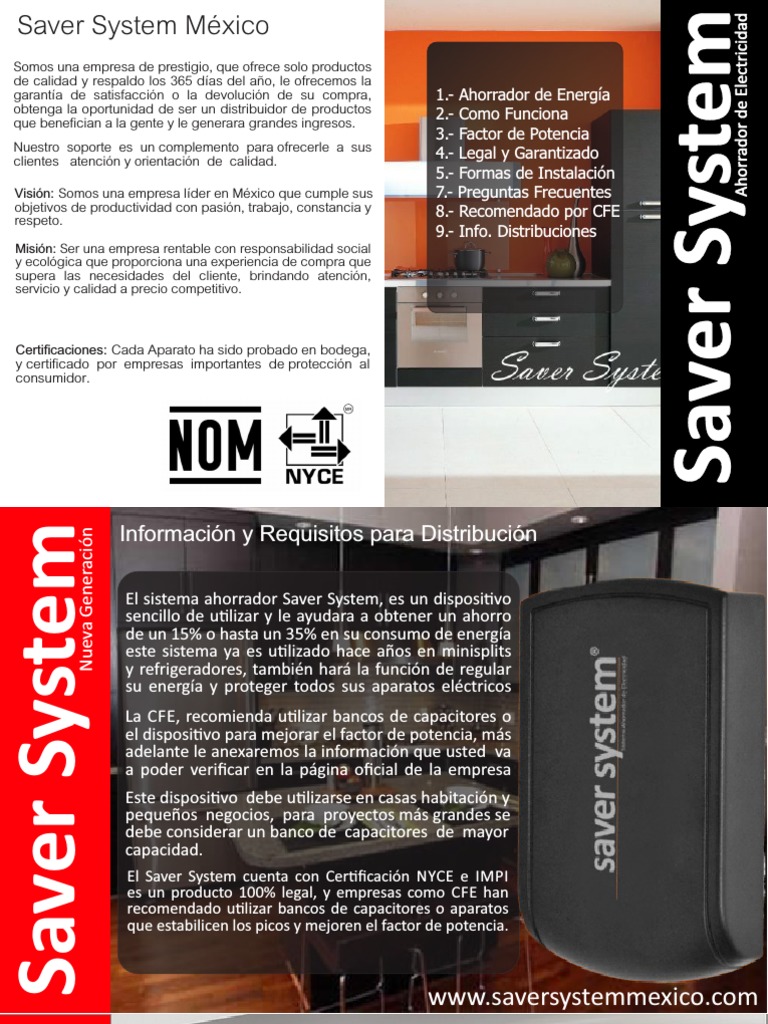 Ahorrador de Electricidad Saver System | PDF | Energia electrica ...