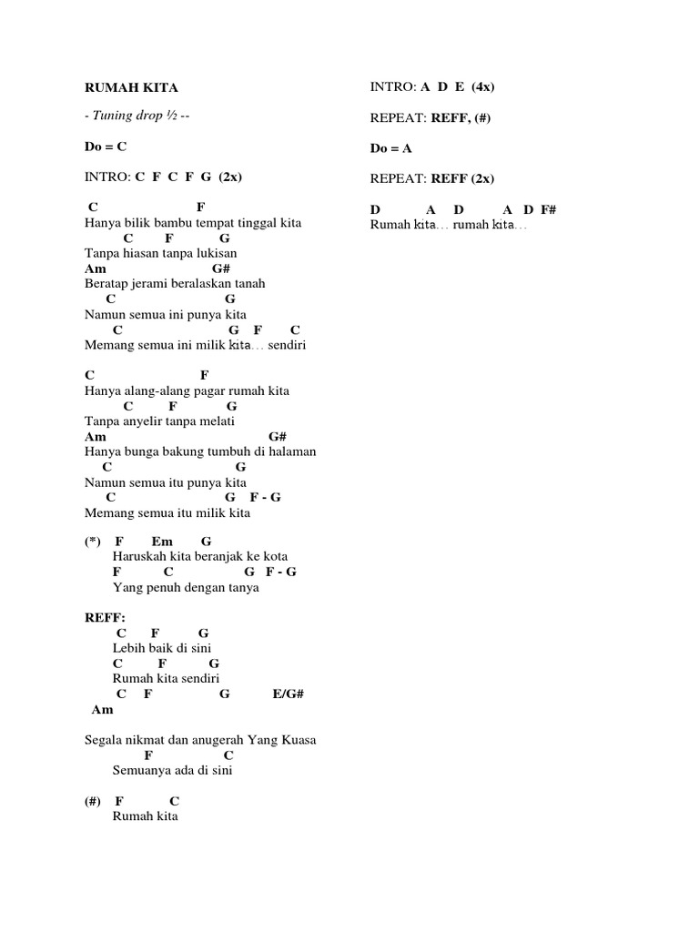 Chord Lagu "Rumah Kita" | PDF