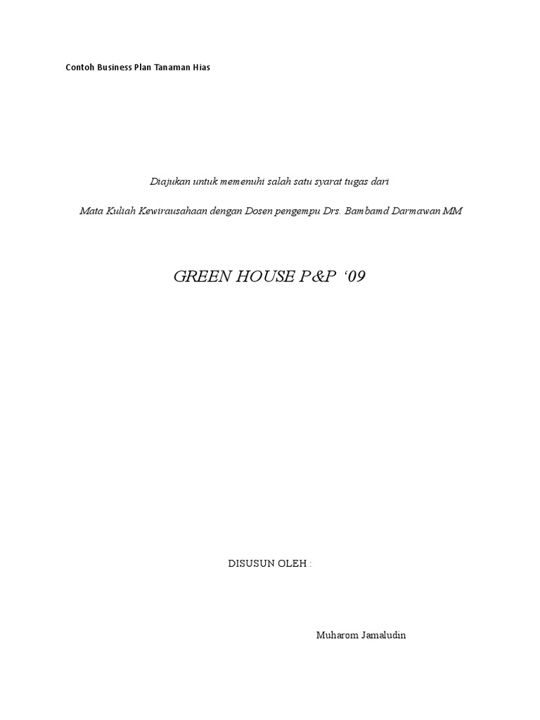 Contoh Business Plan Tanaman Hias