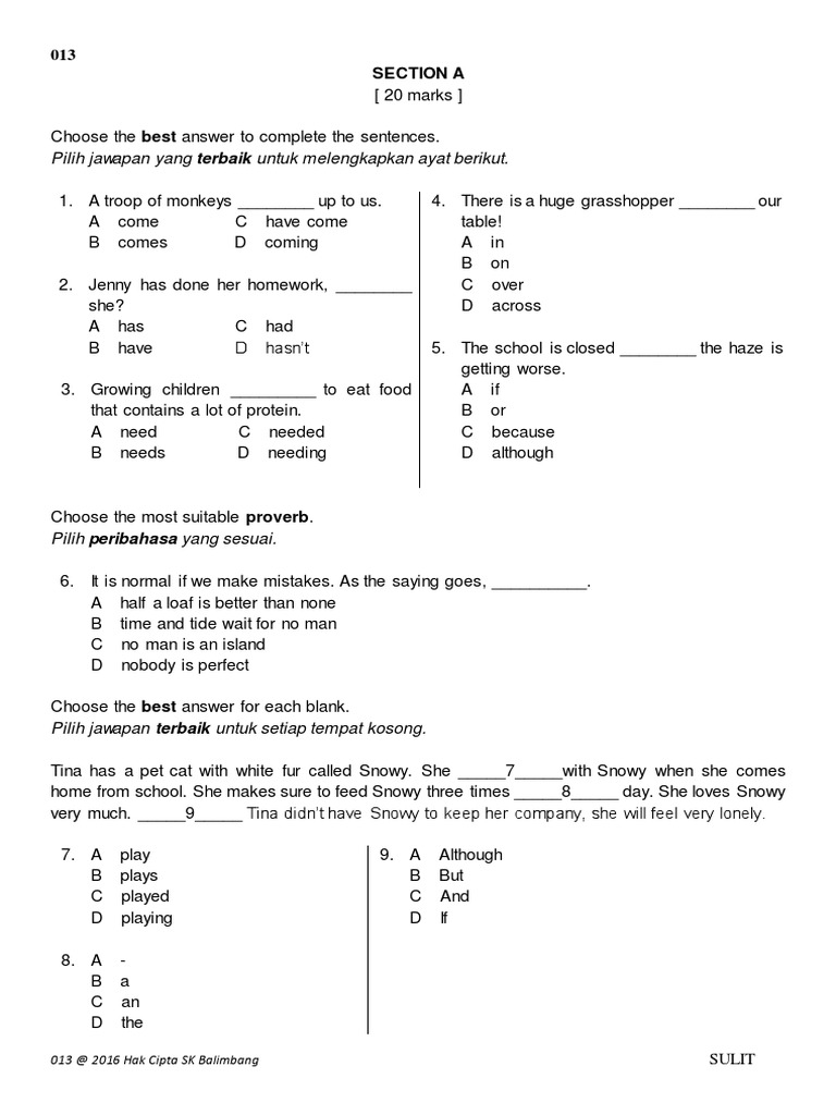 English Tahun 5 (year 5)