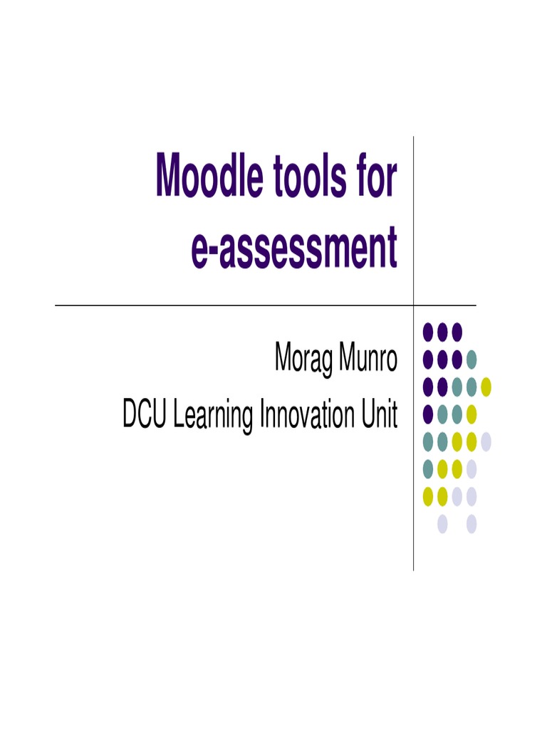 Moodle Tools For E Assessment Pdf Educational Assessment Computing