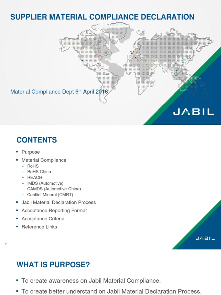 Jabil Supplier Material Compliance Guide | PDF