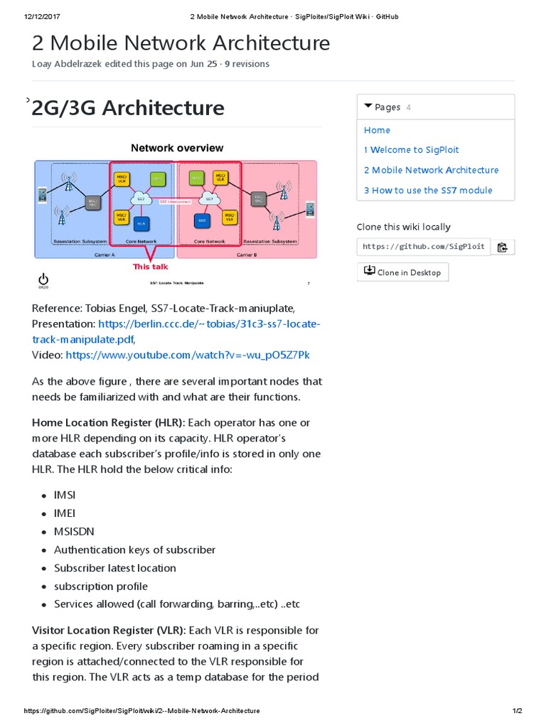 2 Mobile Network Architecture SigPloiter - SigPloit Wiki GitHub | PDF ...