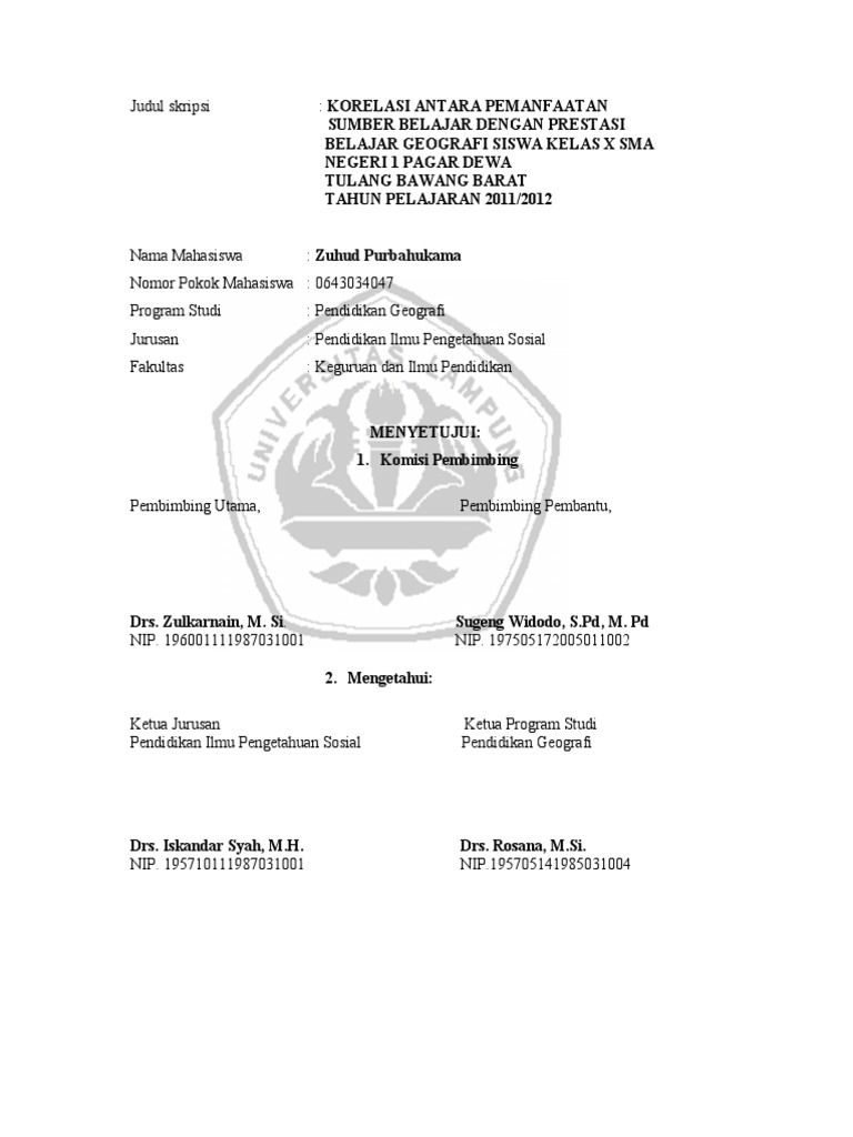 Judul Skripsi Geografi Sosial Pejuang Skripsi