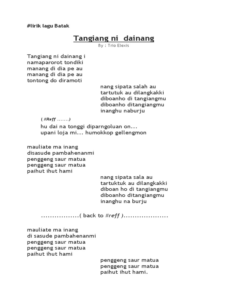 Lirik Lagu Batak