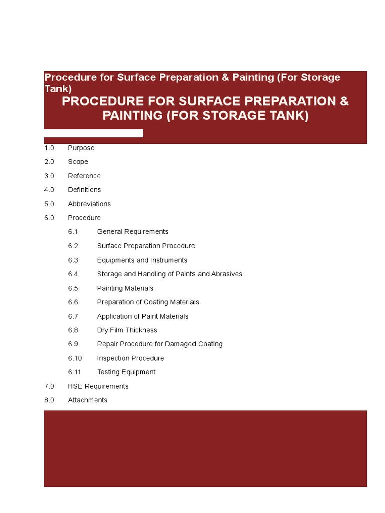 Procedure for Surface PreparationPainting_For Storage Tank Paint
