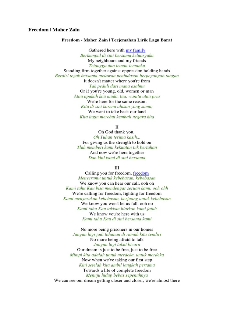 Lirik Lagu Freedom