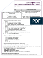 A For and Against Essay - Answers 0