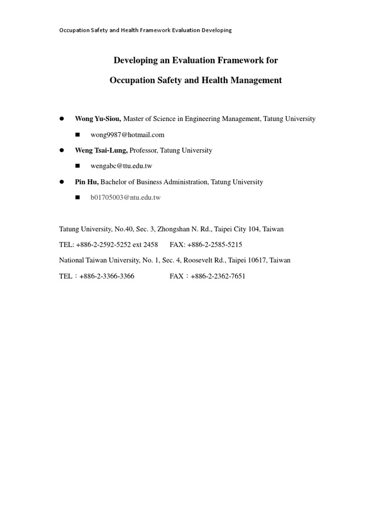 Occupational Safety Management Evaluation Framework | PDF | Fuzzy Logic ...