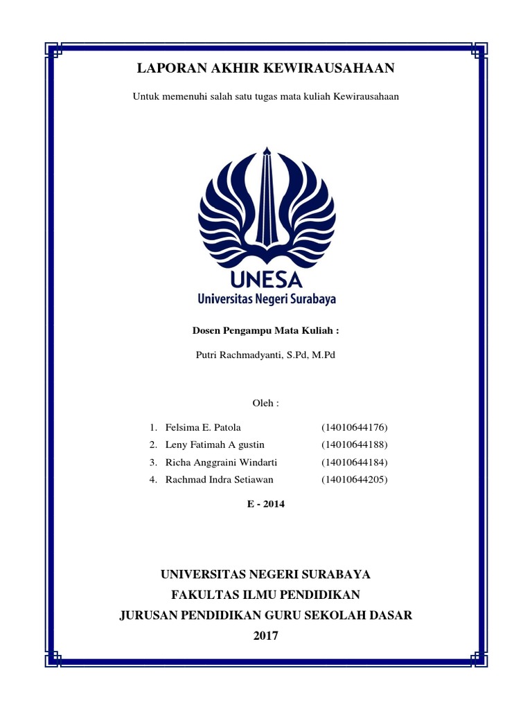 LAPORAN AKHIR KEGIATAN KEWIRAUSAHAAN