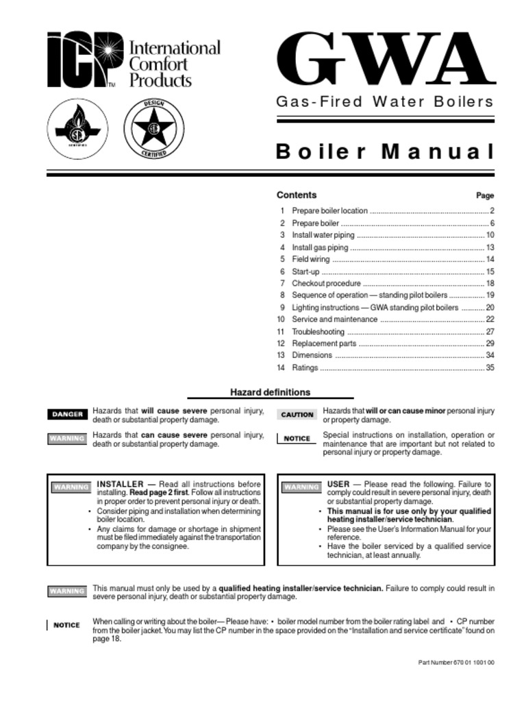 Boiler Manual GasFired Water Boilers PDF Chimney Boiler