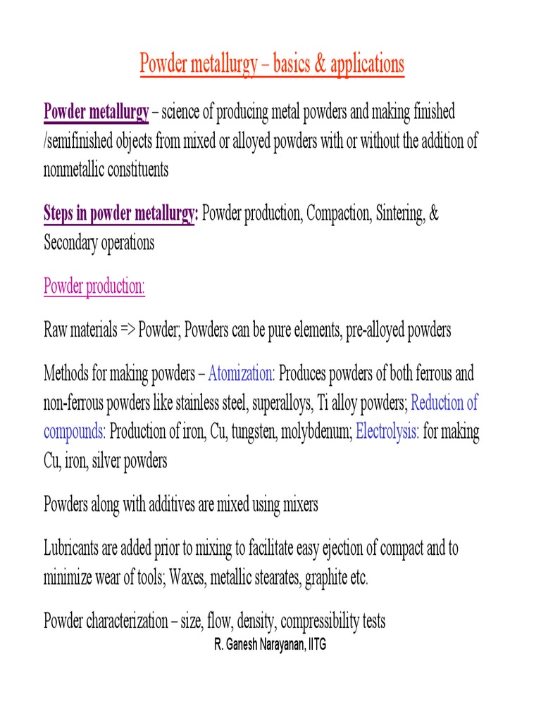 Powder Metallurgy - Basics & Applications | PDF | Mill (Grinding ...
