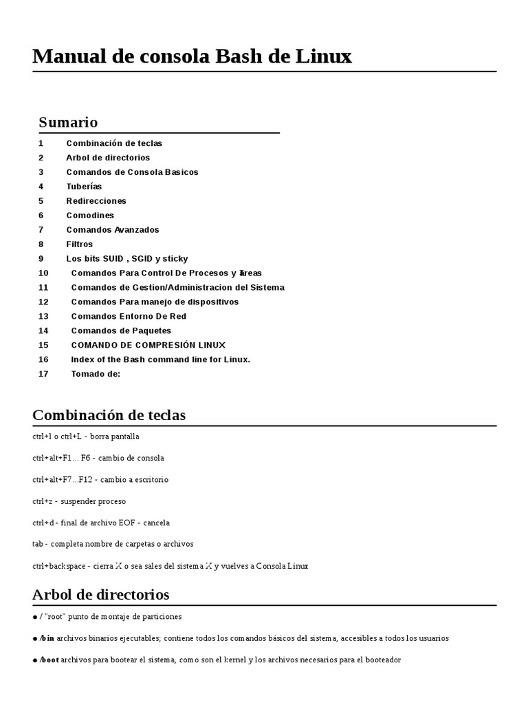 Manual de Comandos Bash en Linux | PDF | Archivo de computadora ...