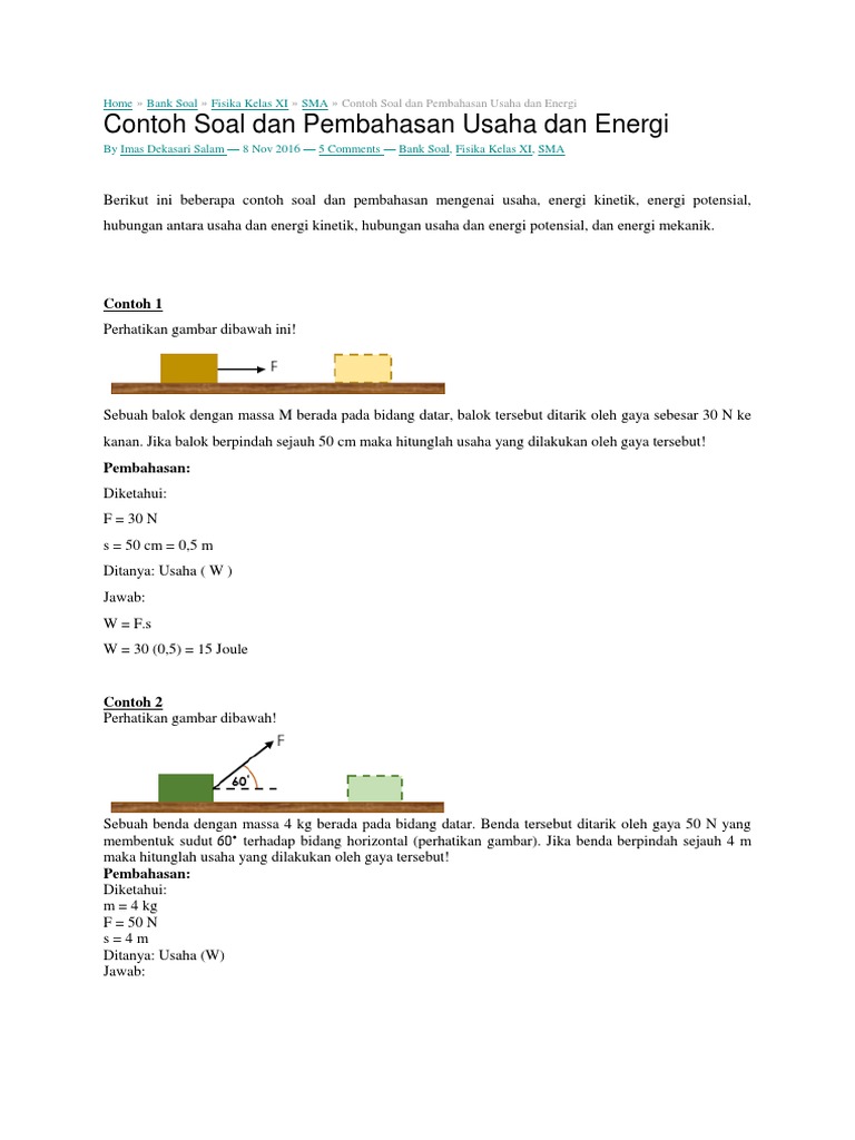 Contoh Soal Usaha Dan Energi