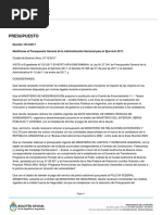 Decreto Necesidad y Urgencia 1013 - Modificación Presupuestaria 2017