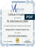 masterclassmanagement certificate - mr  aidan clarence roy shields