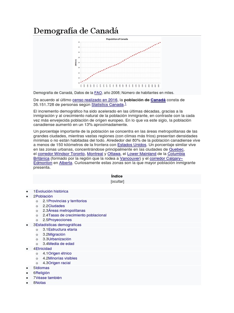 Demografía de Canadá PDF Canadá Ciencias sociales ambientales