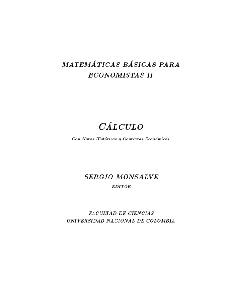 Matemáticas Básicas para Economistas II | PDF | Cálculo | Integral
