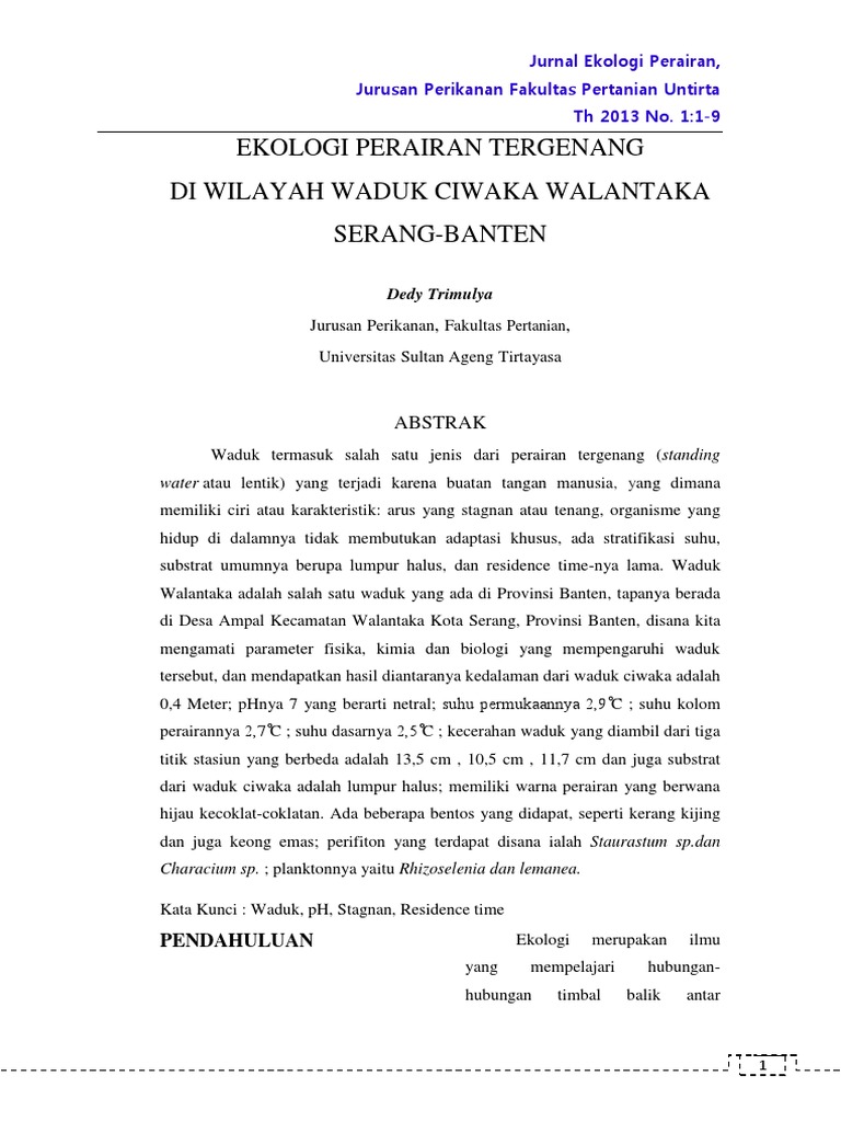 Jurnal Ekologi Perairan
