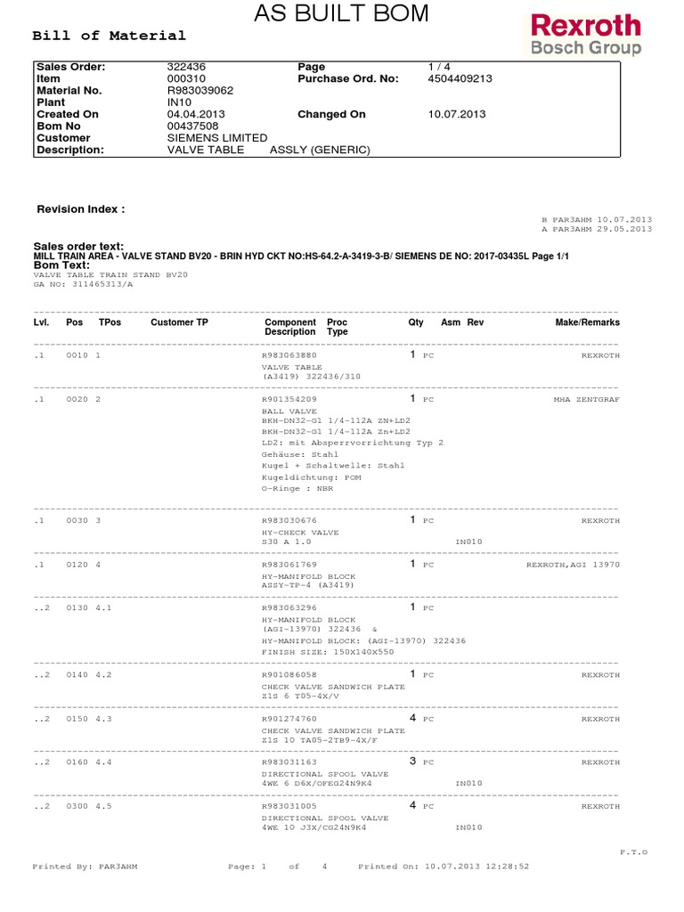 Bill of Material | PDF | Equipment | Mechanical Engineering