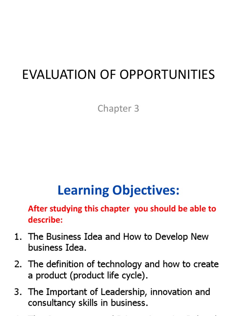 Evaluating Business Opportunities Guide | PDF | Entrepreneurship | Business