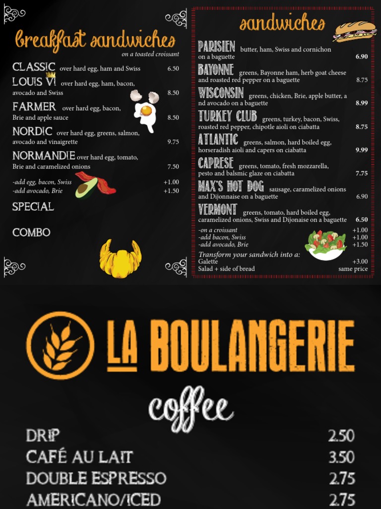 La Boulangerie Menu PDF Drink Western Cuisine