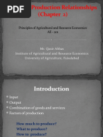 Physical Production Relationships (Chapter 2) : Principles of Agricultural and Resource Economics AE - 201