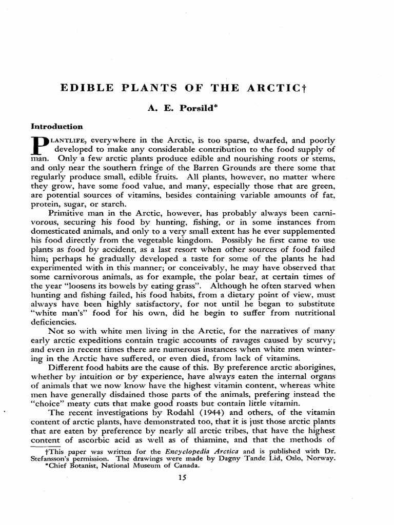 Edible Plants of The Arctic? Porsild" PDF Cranberry Vegetables