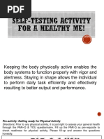 Self-Testing Activity For A Healthy Me! PE11