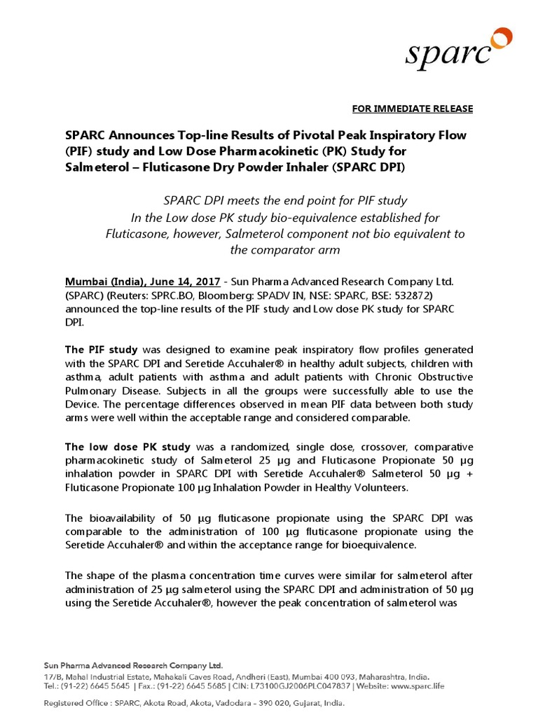 DPI Top Line Results PDF Pharmaceutical Sciences