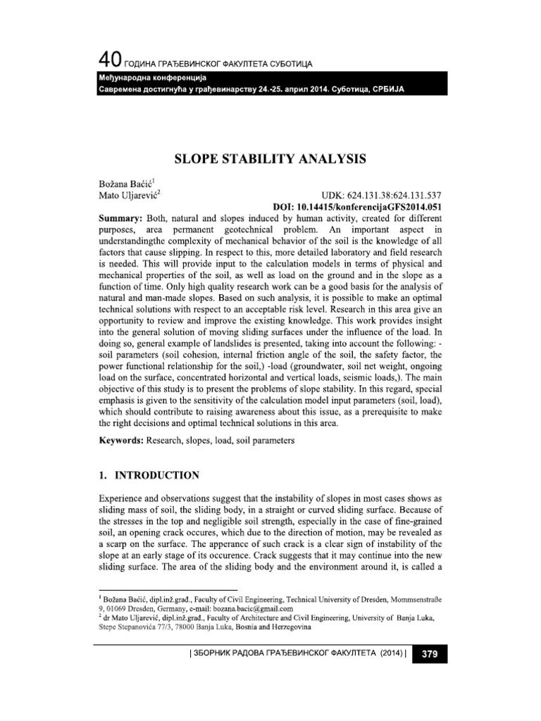 Slope Stability Analysis - Bozana Bacic PDF | PDF