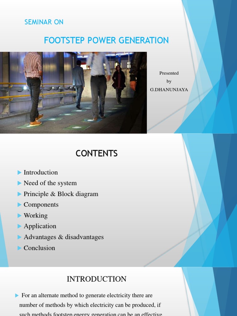 Footstep Power Generation: Seminar On | PDF | Direct Current | Electric ...