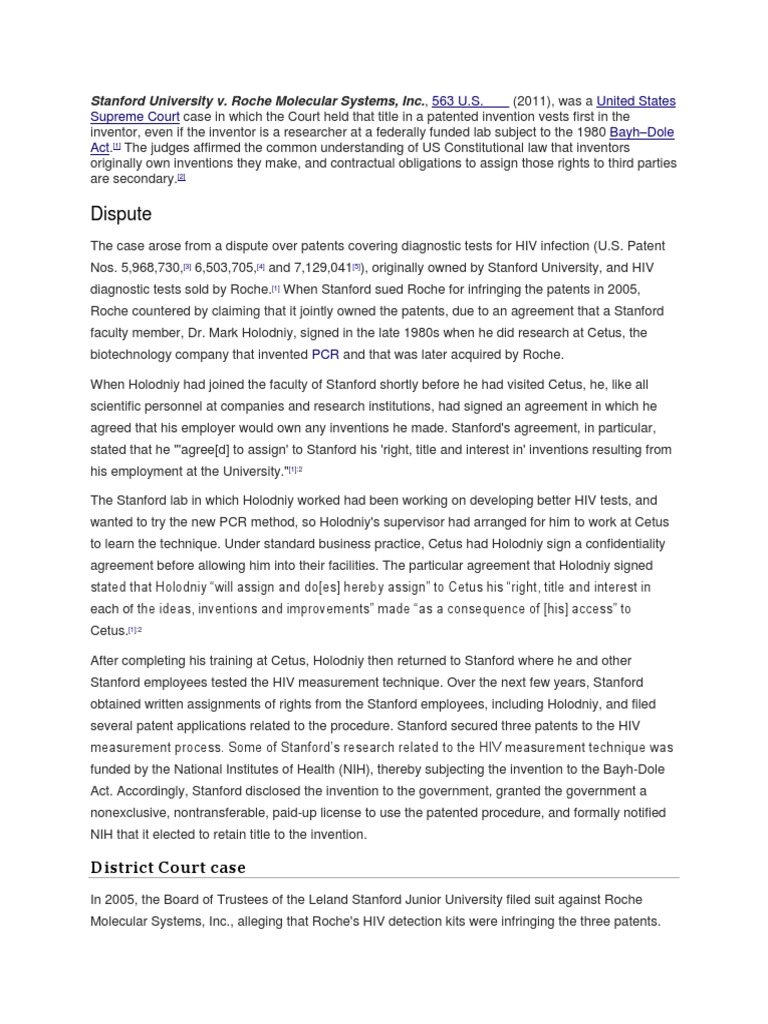 Stanford V Roche Molecules | PDF | Intellectual Property Law | Patent Law