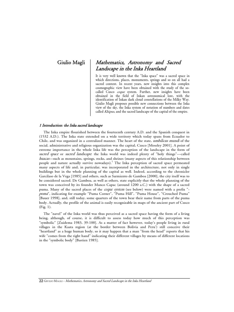 Inka Mathematics and Sacred Landscape | PDF | Milky Way | Constellation