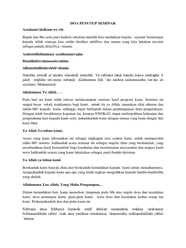 Doa Penutup Seminar
