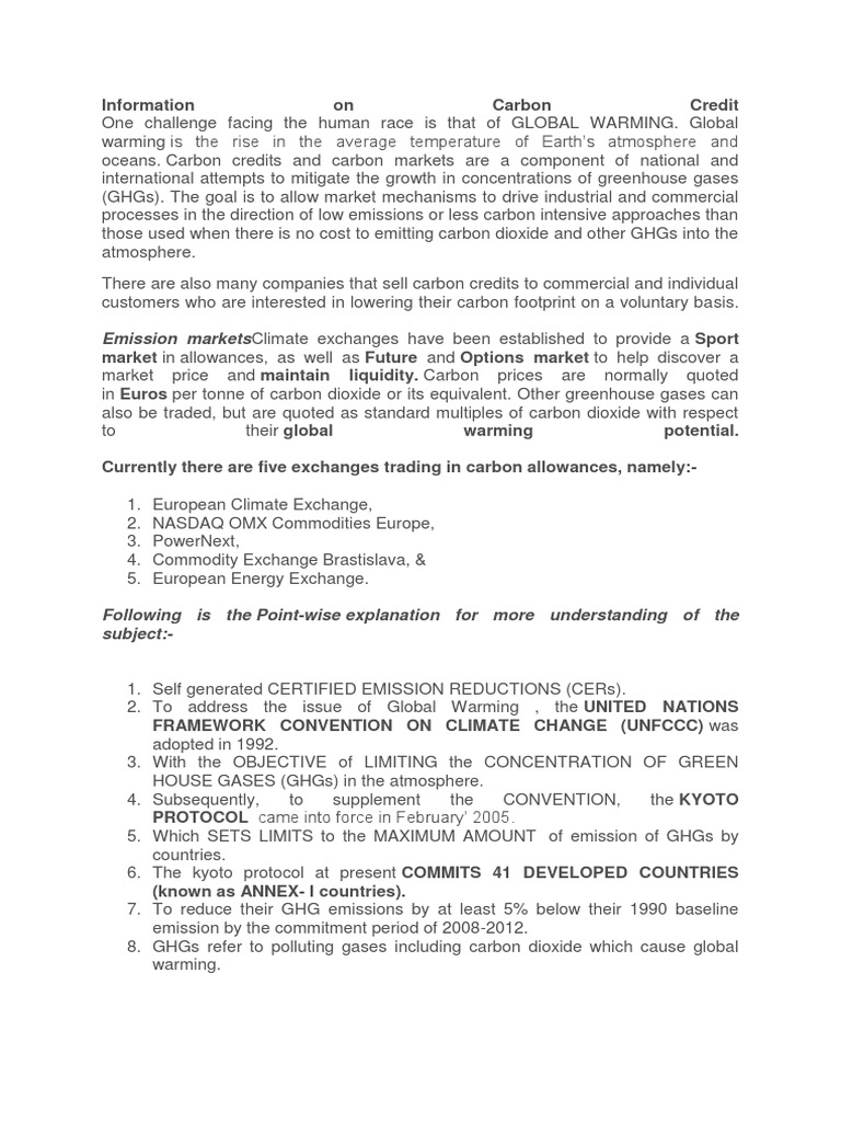 Carbon Credit Mechanisms Explained | PDF | Greenhouse Gas | Kyoto Protocol