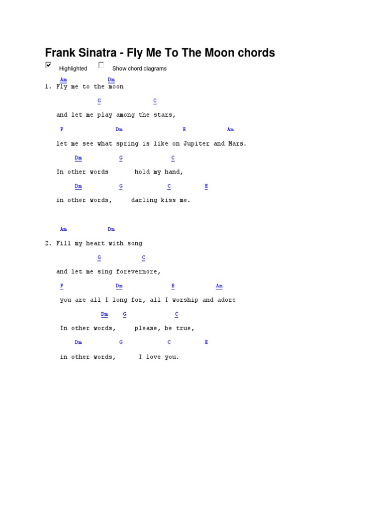 Fly Me To The Moon (Chords) PDF