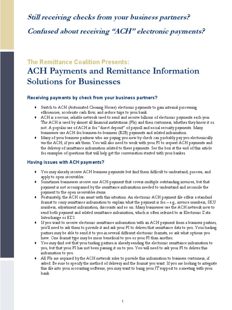 03 2013 Small Business Tool On Ach Reconciliation Services | PDF ...