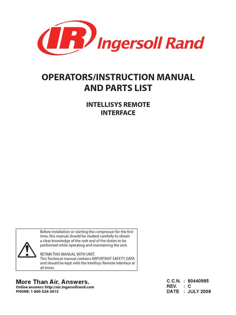 Ingersoll Rand Manual | Electrical Connector | Duplex (Telecommunications)