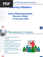 Cleaning Validation: Acme Pharmaceuticals