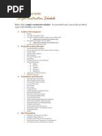 Sample Construction Schedule