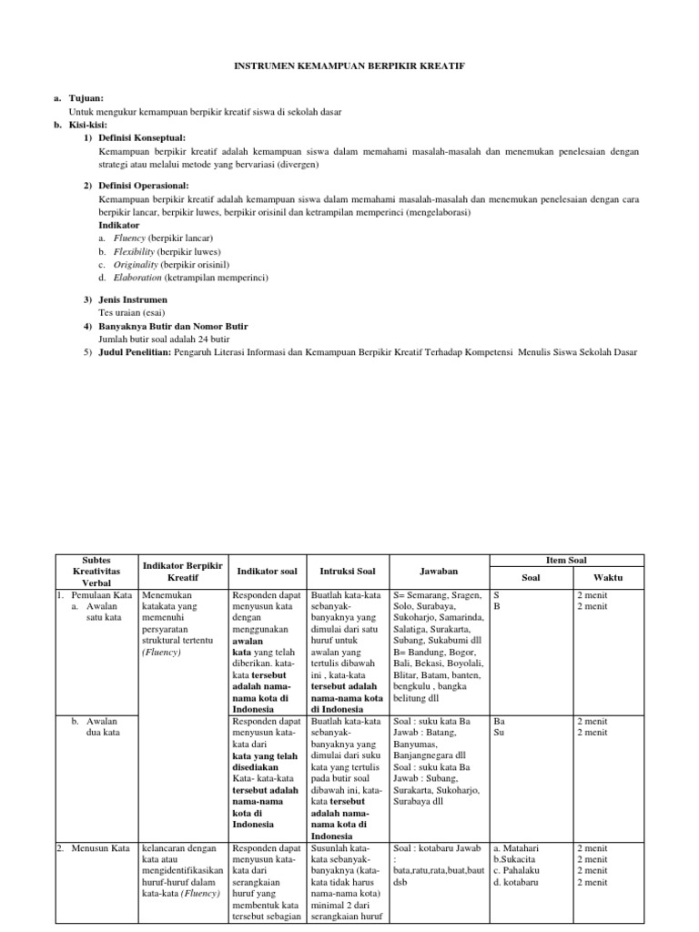 Instrumen Kemampuan Berpikir Kreatif 2 Docx