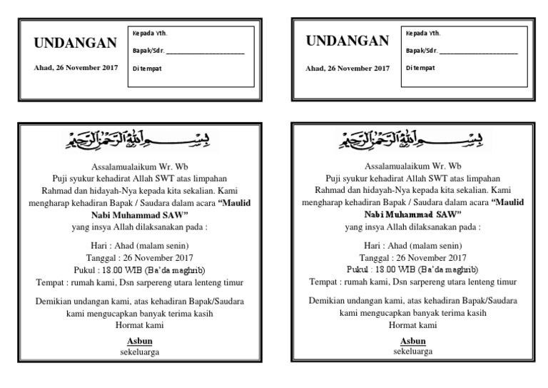 Undangan Maulid Nabi