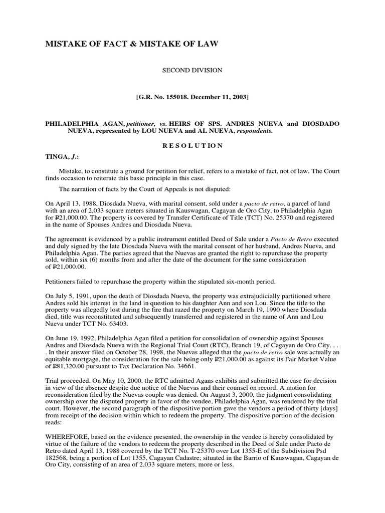 Mistake Of Fact Mistake Of Law Download Free Pdf Judgment Law