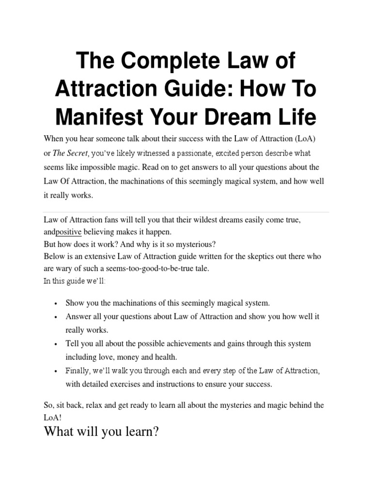 Law of Attraction: A Complete Guide | PDF | Law Of Attraction (New ...