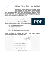 Rumus Uji Reliabilitas Teknik Belah Dua